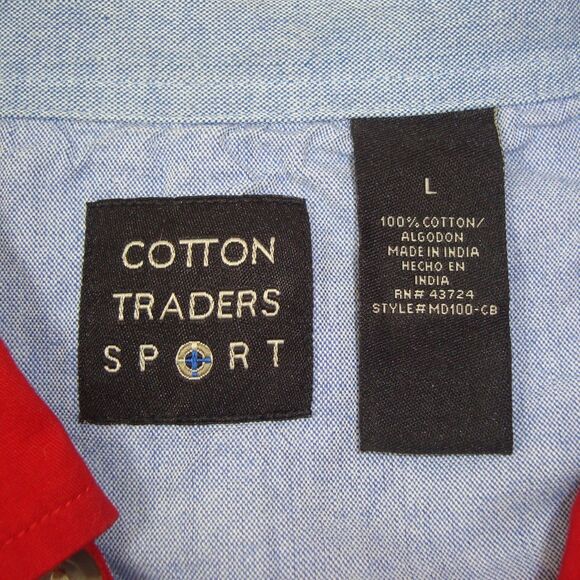 Cotton Traders Sport USA Flag Patriotic Button Front Short Sleeve Shirt Size L - Picture 2 of 9